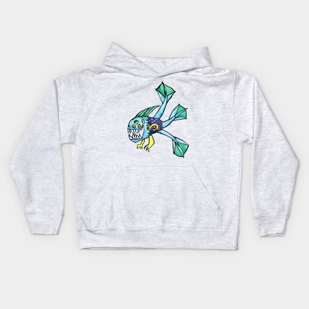 here comes the fish monster Kids Hoodie by heyK